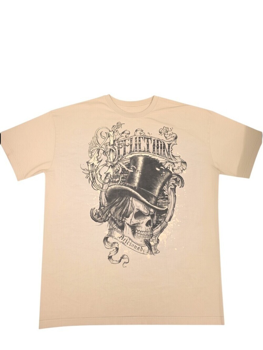 Affliction Live Fast Skull Top Hat Graphic T-Shirt White Y2K Biker Grunge XL